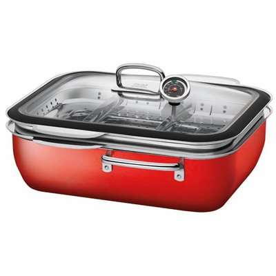 Dampkoker m/stekefunksjon - ecompact 6.7 L (2 innsatser) - Energy Red