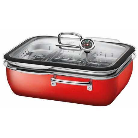 Dampkoker med stekefunksjon - Silit ecompact 6.7 L (2 innsatser) - Energy Red